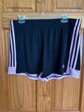 adidas Women's Black Athletic Shorts with Light Pink Trim